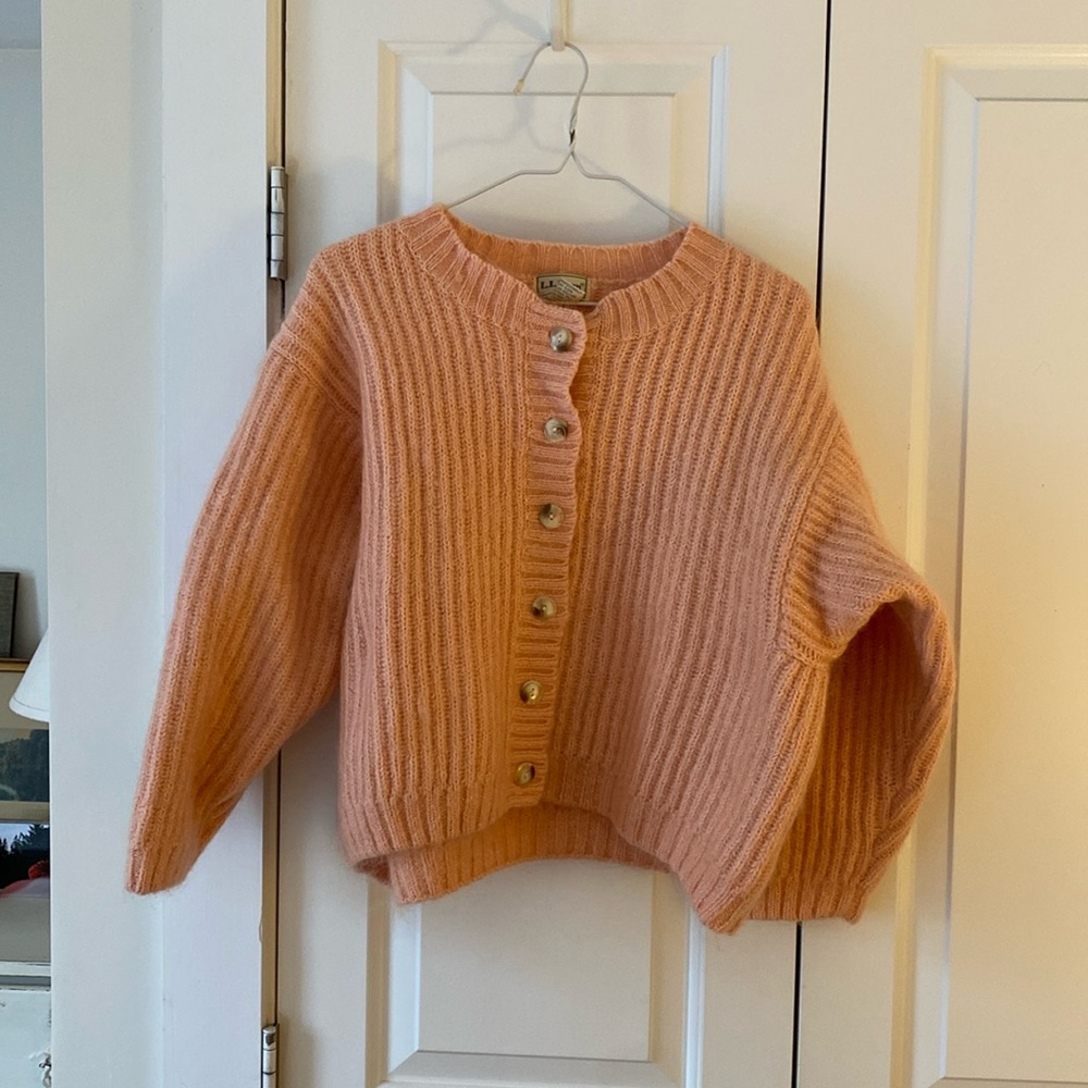 Vintage LL Bean Chunky Spring Peach Sweater Size M